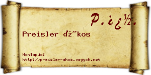 Preisler Ákos névjegykártya